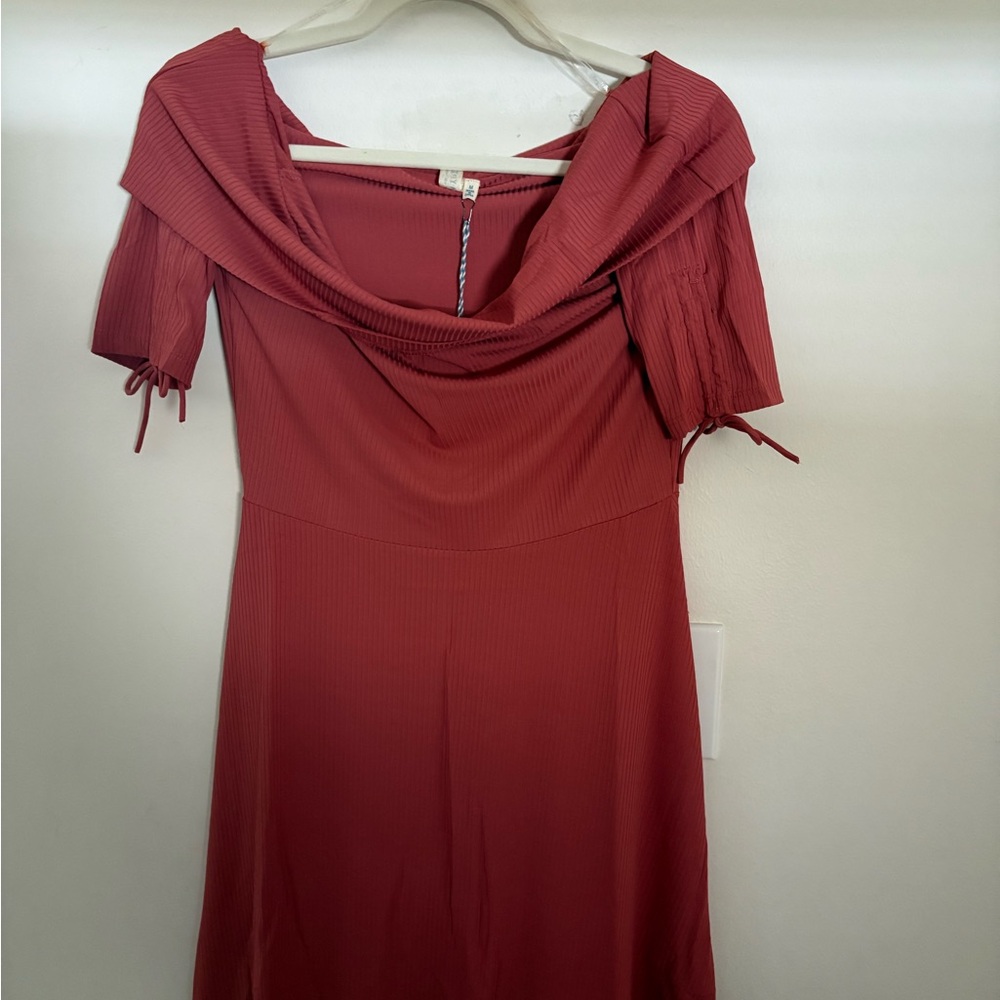 Hayden Rust Off-Shoulder Midi Dress